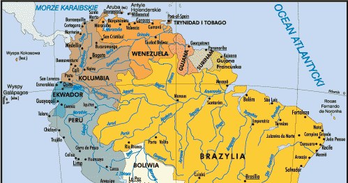 Mapa polityczna Ameryki Południowej /Encyklopedia Internautica