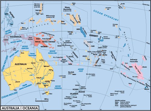 Mapa polityczna Australii i Oceanii /Encyklopedia Internautica