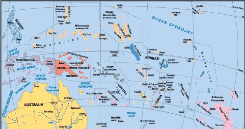 Mapa polityczna Australii i Oceanii /Encyklopedia Internautica