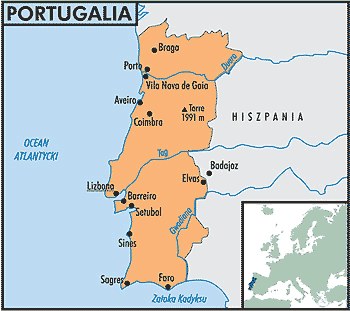 Mapa Portugalii /Encyklopedia Internautica