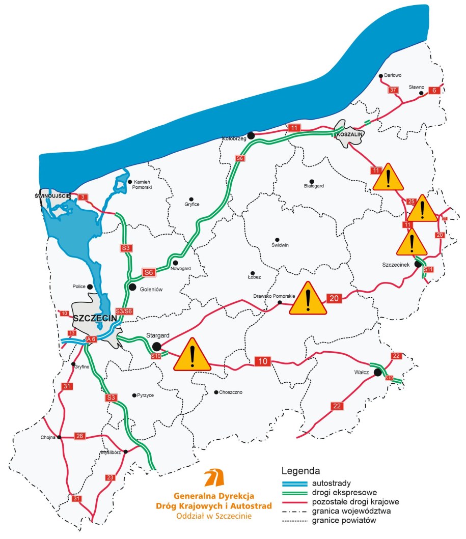 Mapa protestów /GDDKiA