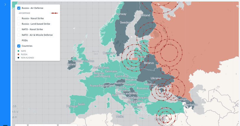 Mapa przedstawiająca zasięgi rosyjskich rakiet /materiały prasowe