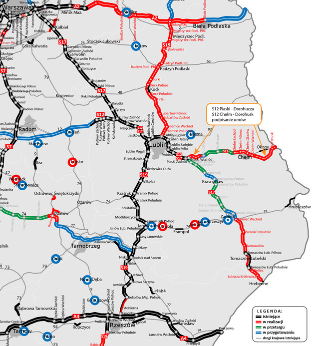 Mapa przyszłych inwestycji /GDDKiA Lublin  /GDDKiA