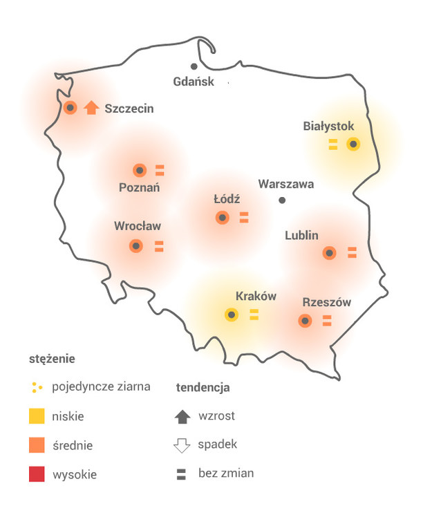 Mapa pylenia Cladosporium /Grafika RMF FM /