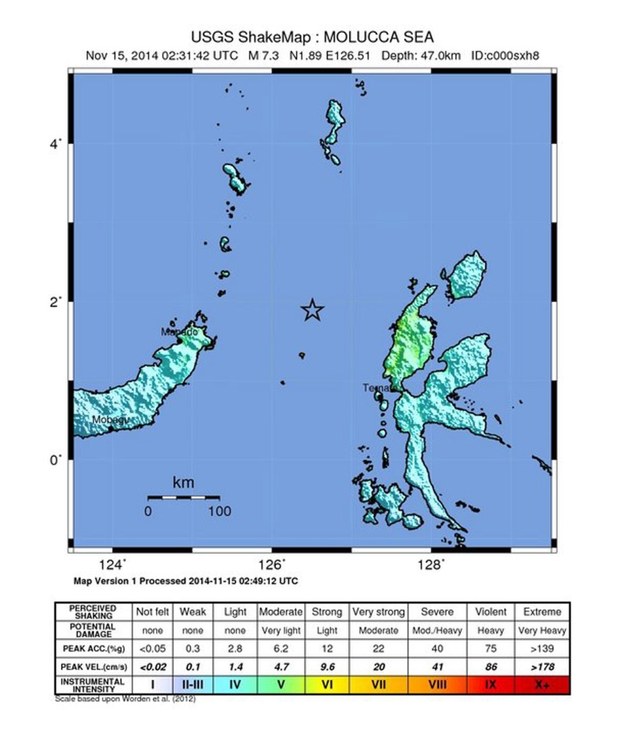 Mapa rejonu, w którym doszło do trzęsienia ziemi //USGS HANDOUT /PAP/EPA