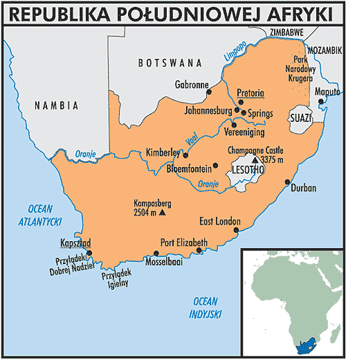 afryka południowa mapa REPUBLIKA POŁUDNIOWEJ AFRYKI   Encyklopedia w INTERIA.PL