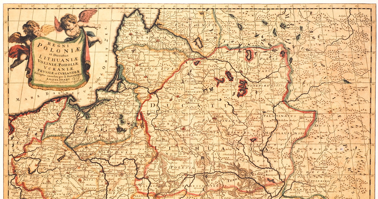 Mapa Rzeczpospolitej Obojga Narodów z XVII wieku /reprodukcja Marek Skorupski /Agencja FORUM