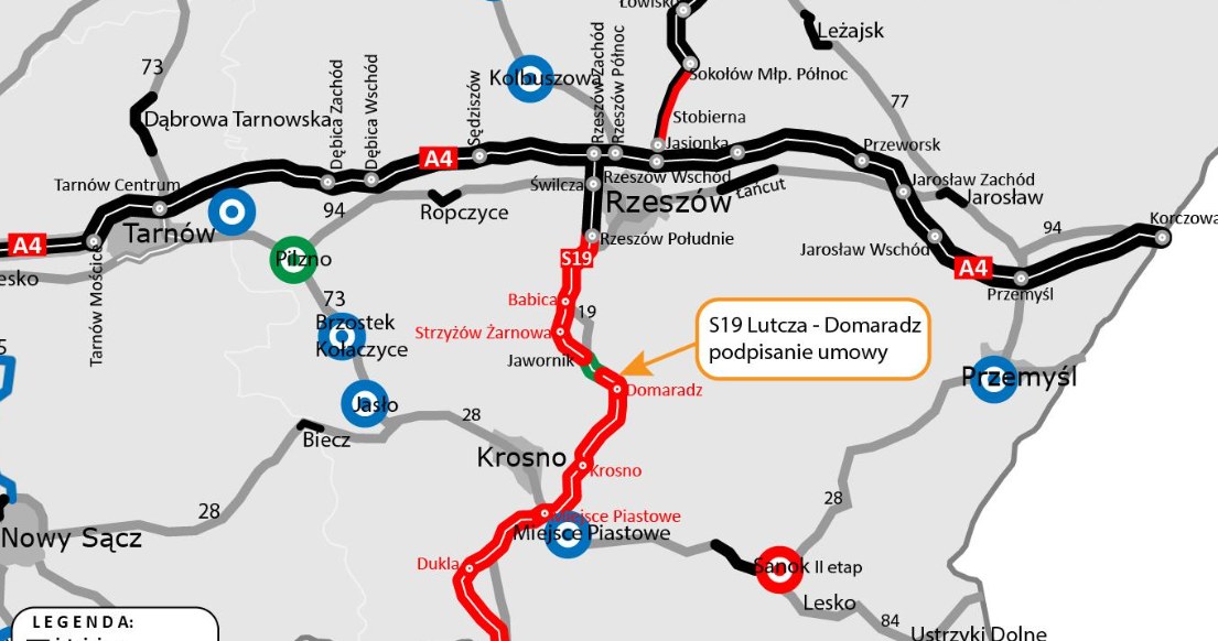 Mapa S19 Lutcza - Domaradz. Źródło: GDDKiA /