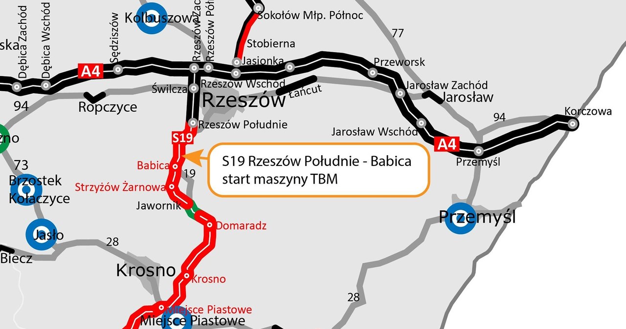 Mapa S19 Rzeszów Południe - Babica /GDDKiA