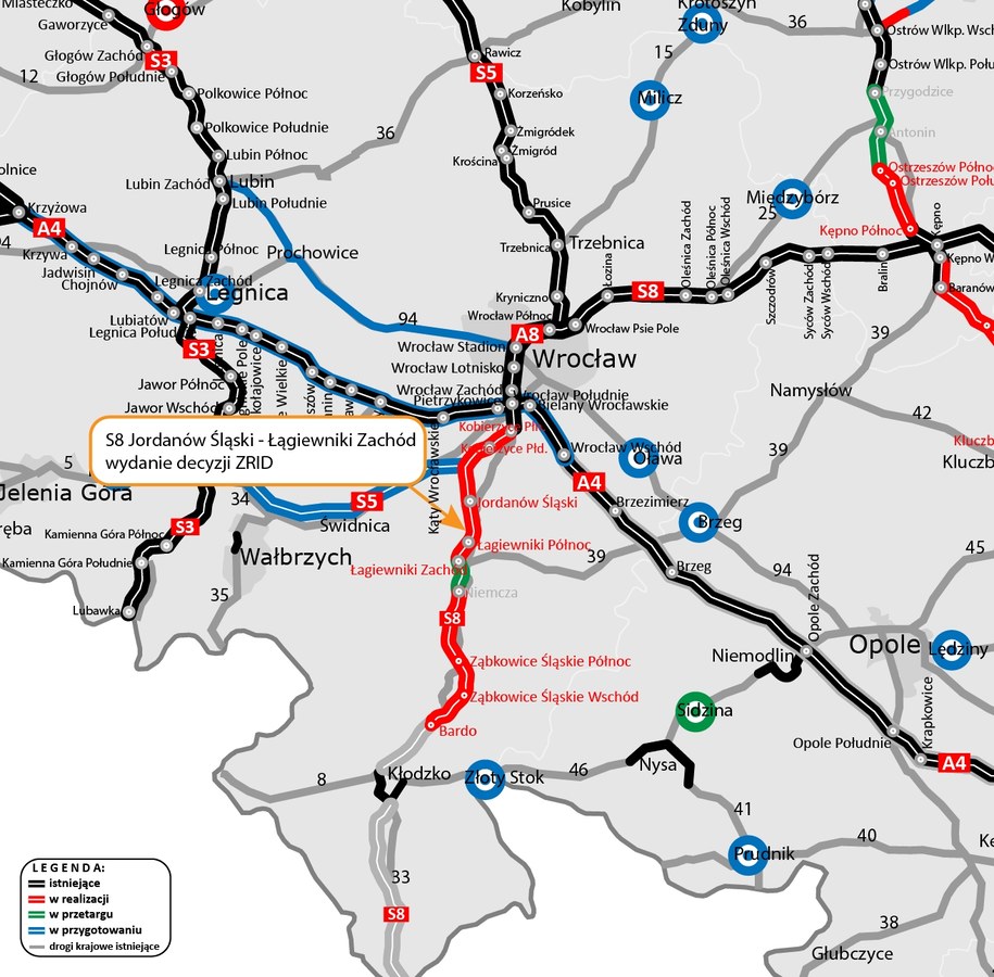 Mapa S8 Łagiewniki - Jordanów /GDDKiA/ GDDKiA /