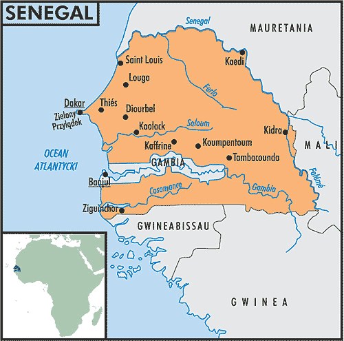 Mapa Senegalu /Encyklopedia Internautica