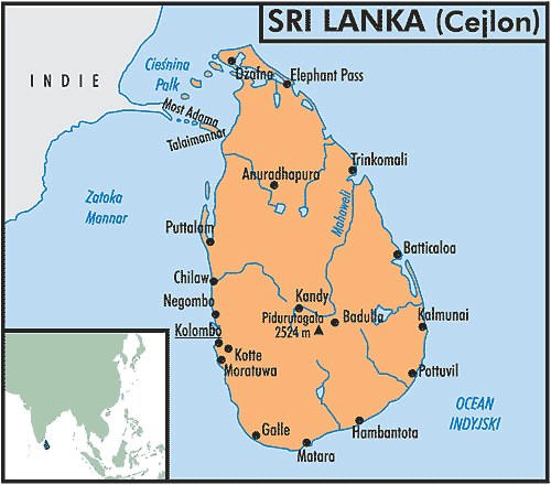 Mapa Sri Lanki /Encyklopedia Internautica