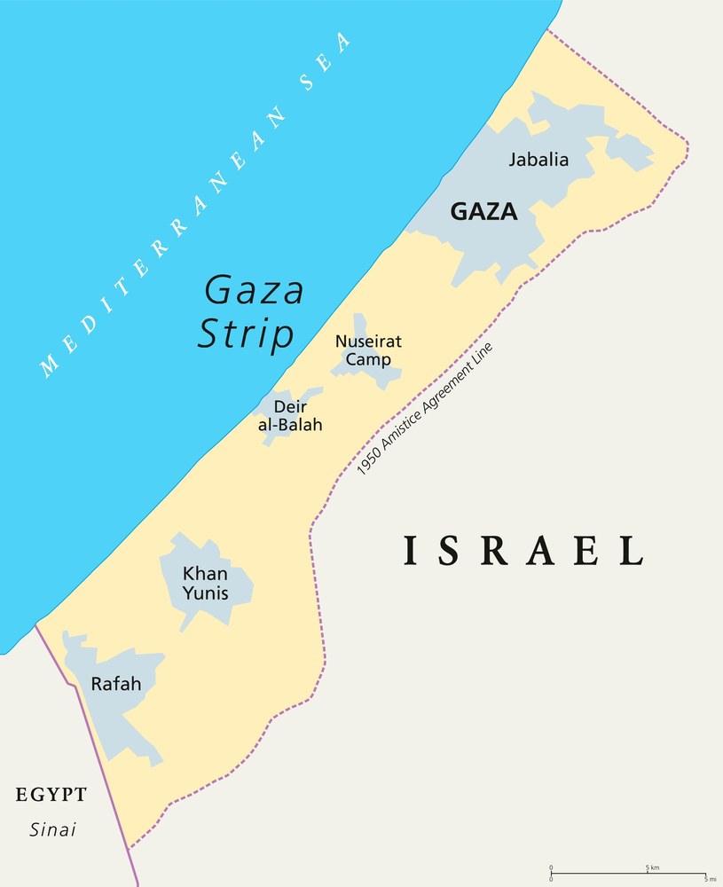 Mapa Strefy Gazy. /123rf.com /123RF/PICSEL