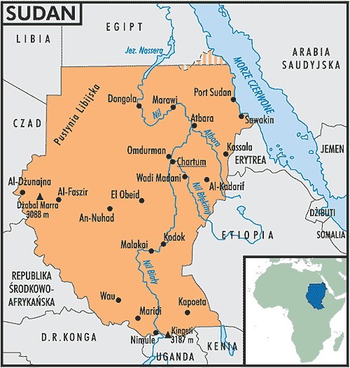 Mapa Sudanu /Encyklopedia Internautica