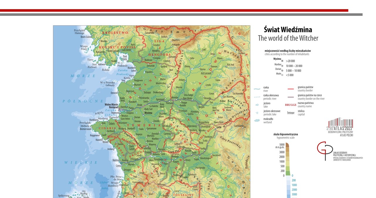 Mapa "Świat Wiedźmina" autorstwa studentów z Wydziału Geografii i Studiów Regionalnych Uniwersytetu Warszawskiego /materiały prasowe