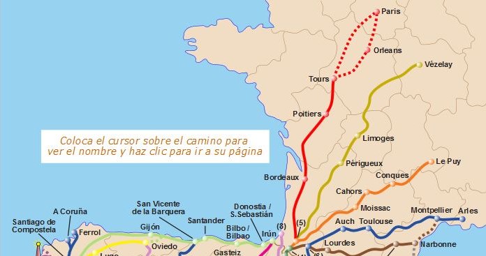 Mapa szlaków do Santiago, pochodzi ze strony: http://www.gronze.com/ /INTERIA.PL