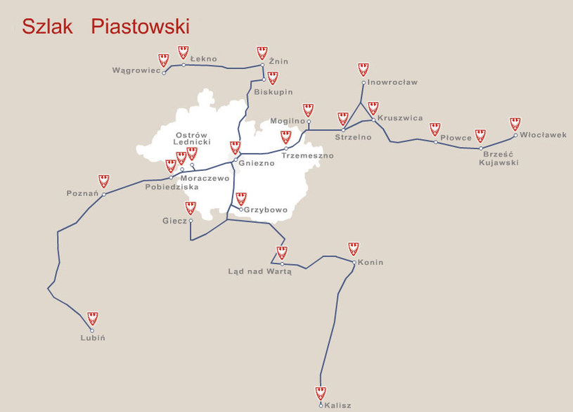 Mapa Szlaku Piastowskiego /&nbsp