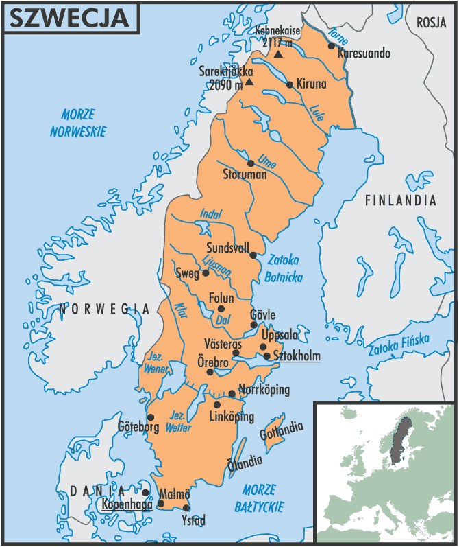 Mapa Szwecji /Encyklopedia Internautica
