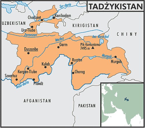 Mapa Tadżykistanu /Encyklopedia Internautica