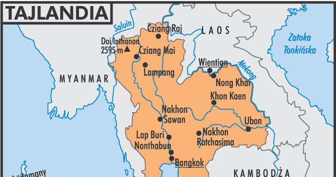 Mapa Tajlandii /Encyklopedia Internautica