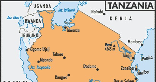 Mapa Tanzanii /Encyklopedia Internautica