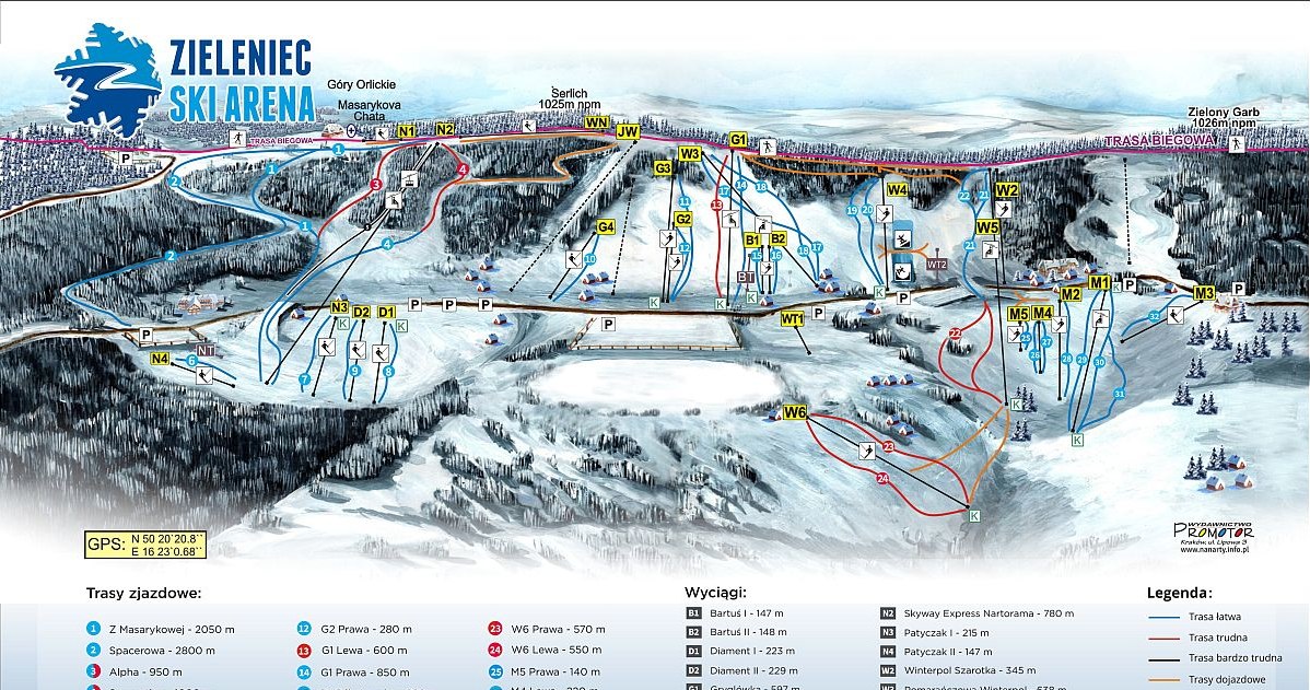 Mapa tras /źródło: Zieleniec Ski Arena /