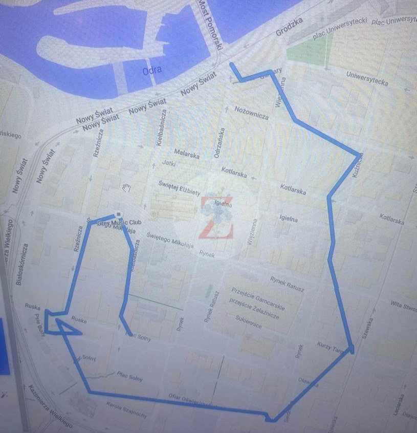 Mapa trasy Bartosza Bogacza zarejestrowana przez jego zegarek /Stowarzyszenie Zaginieni Cała Polska /facebook.com
