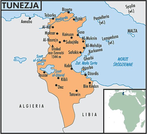 Mapa Tunezji /Encyklopedia Internautica