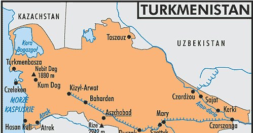 Mapa Turkmenistanu /Encyklopedia Internautica