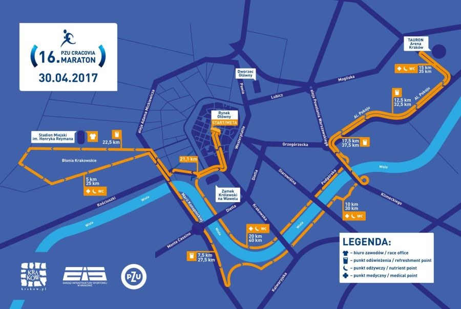 Mapa utrudnień podczas PZU Cracovia Maraton /ZIKIT KRAKÓW /Materiały prasowe
