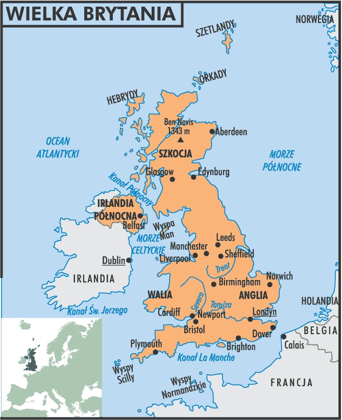 Mapa Wielkiej Brytanii /Encyklopedia Internautica