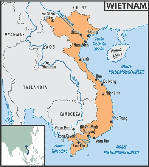 Mapa Wietnamu /Encyklopedia Internautica