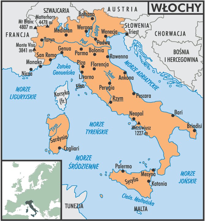 Mapa Włoch /Encyklopedia Internautica