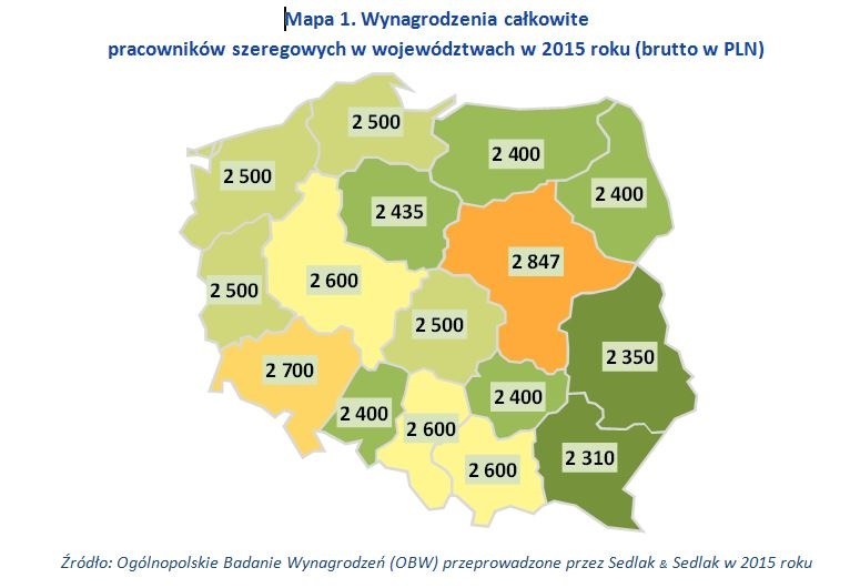Mapa wynagrodzeń w Polsce /wynagrodzenia.pl