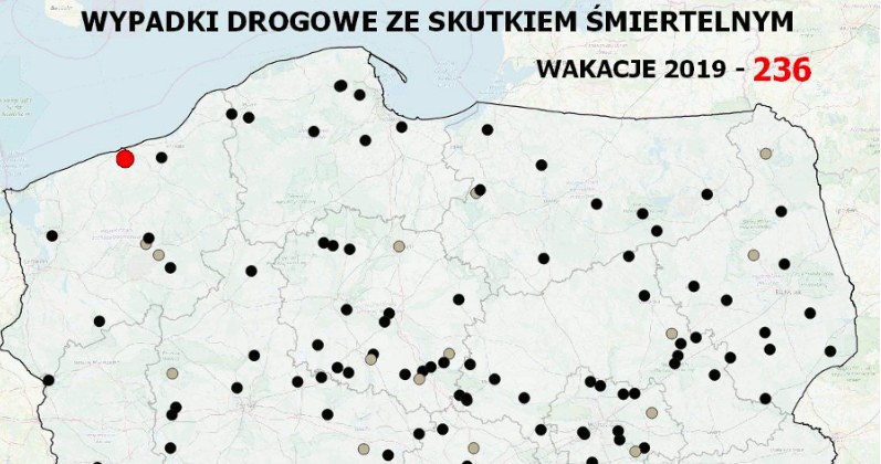 Mapa wypadków drogowych ze skutkiem śmiertelnym z ostatniej doby /Policja /Policja