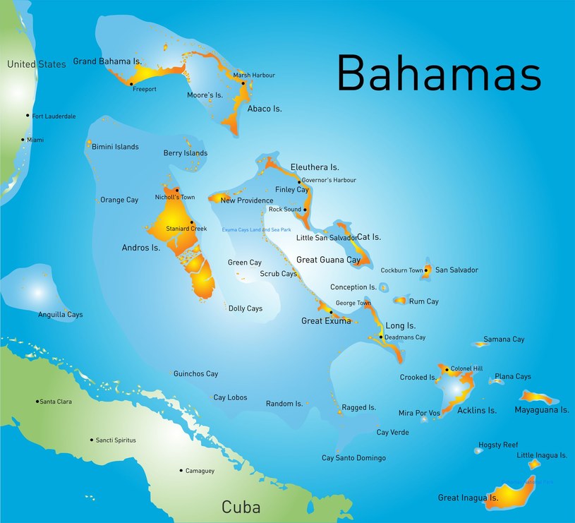 Mapa Wysp Bahama /123RF/PICSEL