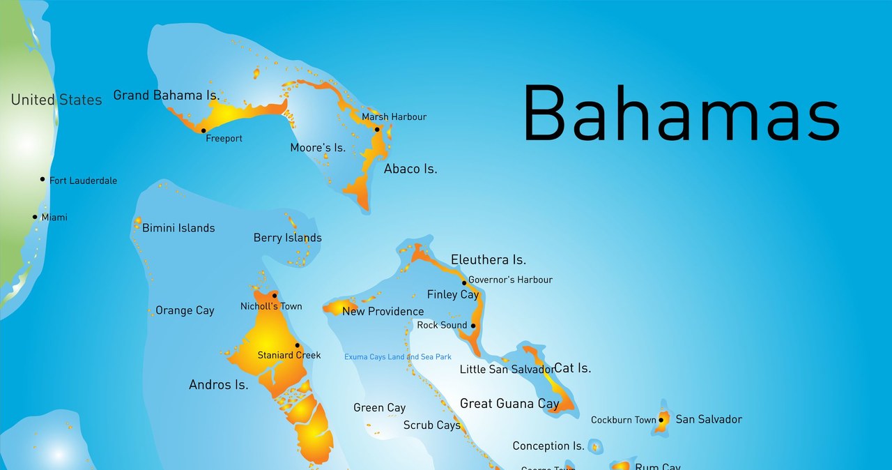 Mapa Wysp Bahama /123RF/PICSEL