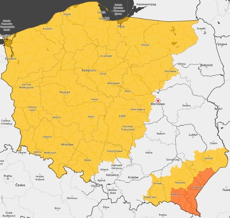 Mapa z niedzielnymi ostrzeżeniami IMGW /