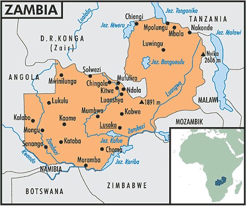 Mapa Zambii /Encyklopedia Internautica