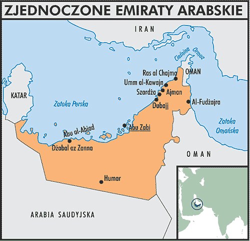 Mapa Zjednoczonych Emiratów Arabskich /Encyklopedia Internautica