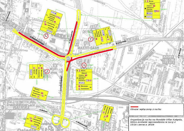 Mapa zmian w organizacji ruchu na Rondzie Ofiar Katynia &nbsp; /materiały prasowe