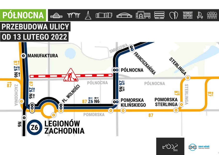 Mapa zmian w organizacji ruchu /UM Łódź /Materiały prasowe