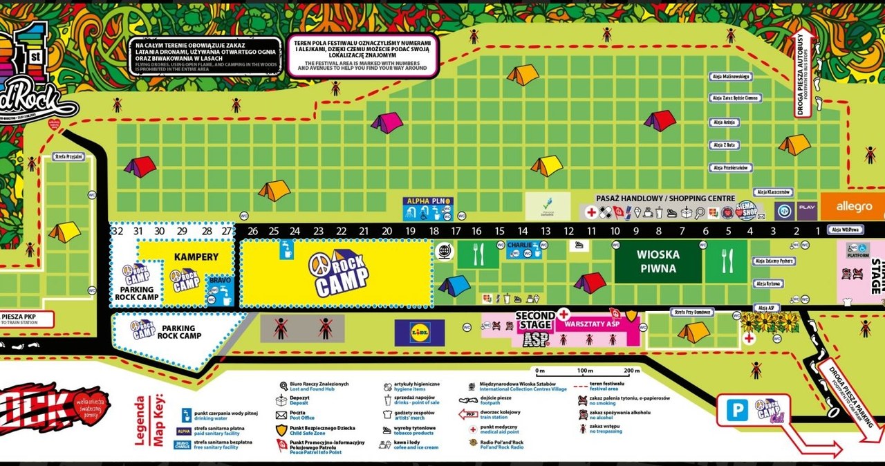 Mapka 31. edycji Pol'and'rock festival, który odbędzie się na przełomie lipca i sierpnia 2025 (31 lipca - 2 sierpnia) /organizatorzy Pol'and'rock festival /INTERIA.PL