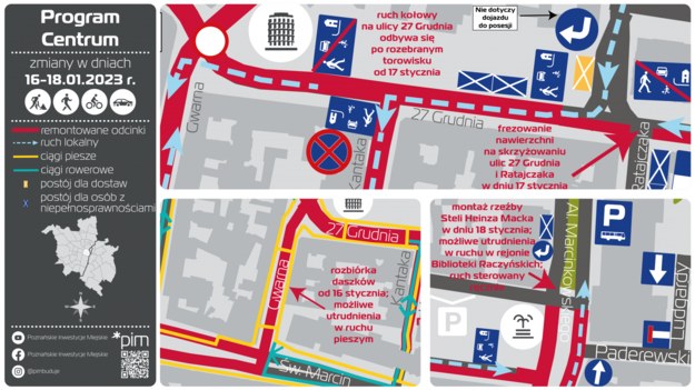 Mapka pokazująca zmiany w organizacji ruchu /UM Poznań /Materiały prasowe