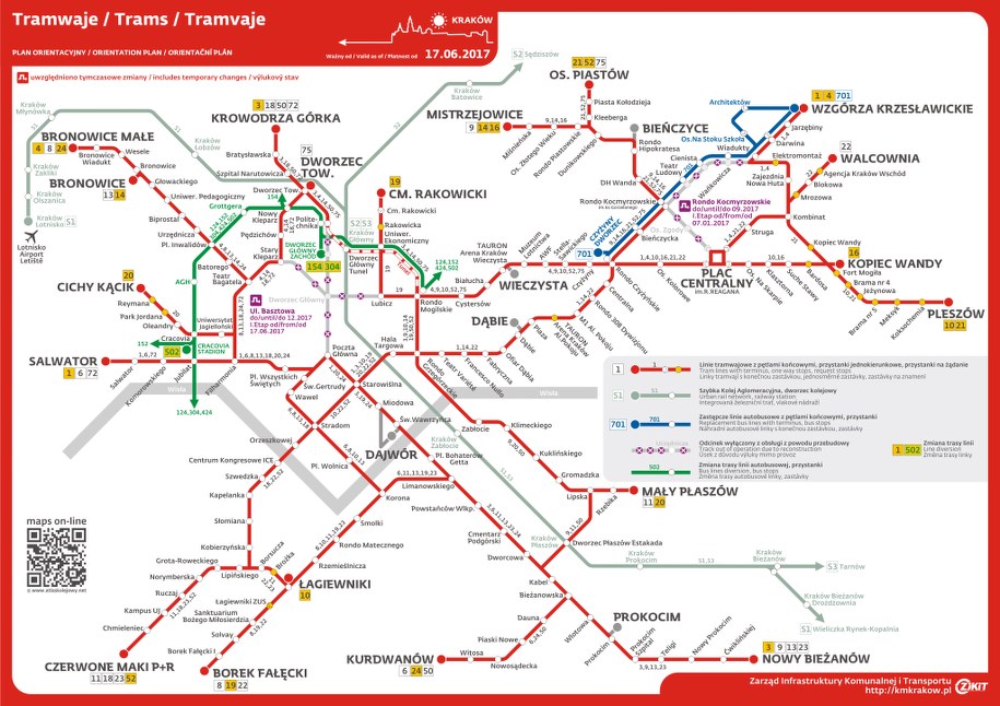 Mapka ze zmianami w komunikacji związanymi z remontem /ZIKIT KRAKÓW /