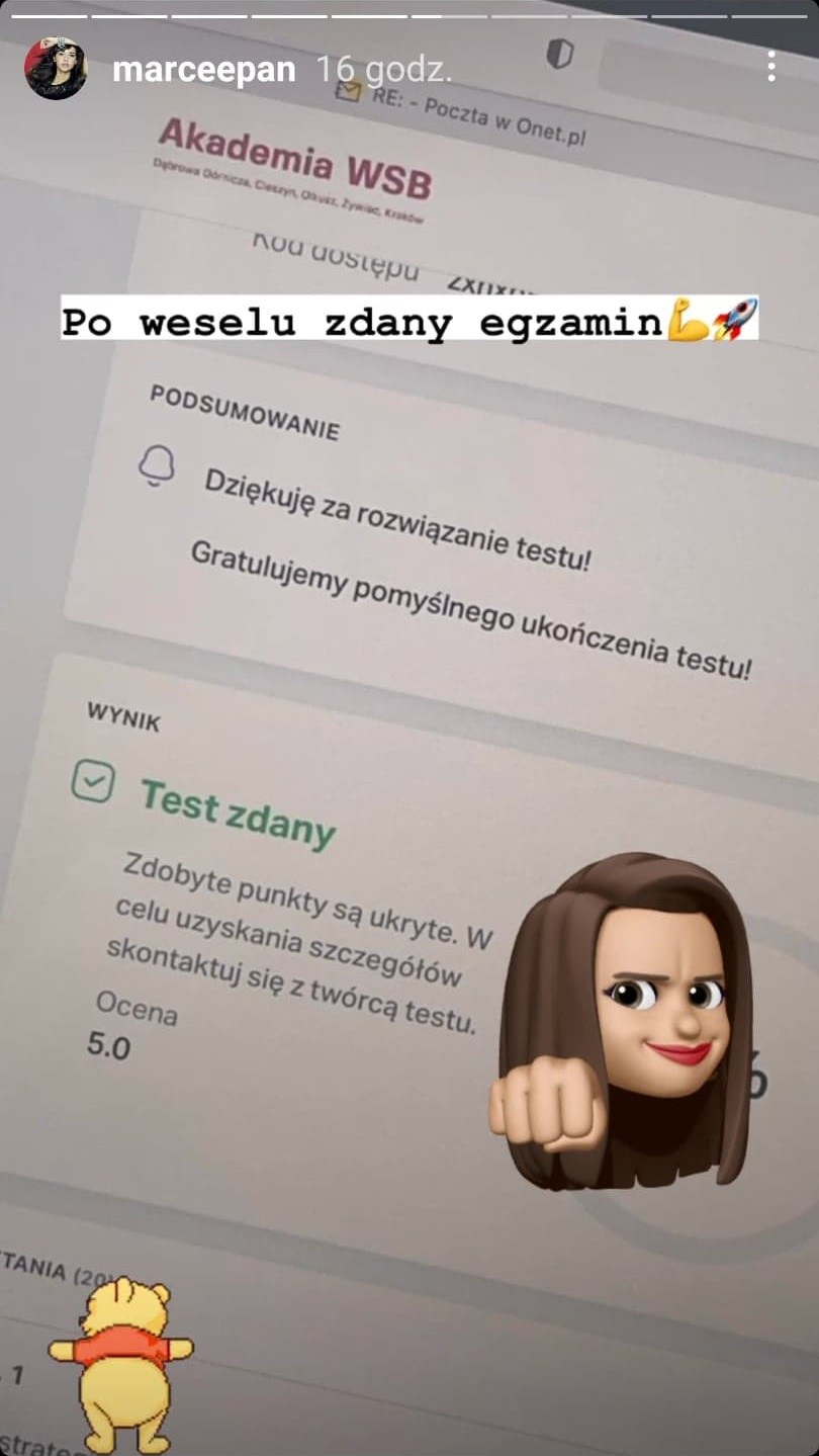 Marcelina Ziętek pochwaliła się zdanym egzaminem /Instagram /materiały prasowe