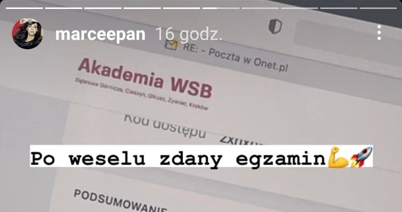 Marcelina Ziętek pochwaliła się zdanym egzaminem /Instagram /materiały prasowe