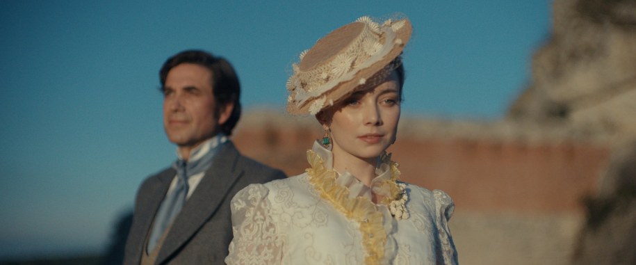 Marcin Dorociński i Kamila Urzędowska na planie "Lalki" /Archiwum Gigant Films /Materiały prasowe