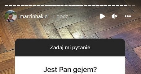 Marcin Hakie został zapytany, czy jest gejem /Screen z instastory www.instagram.com/marcinhakiel /Instagram