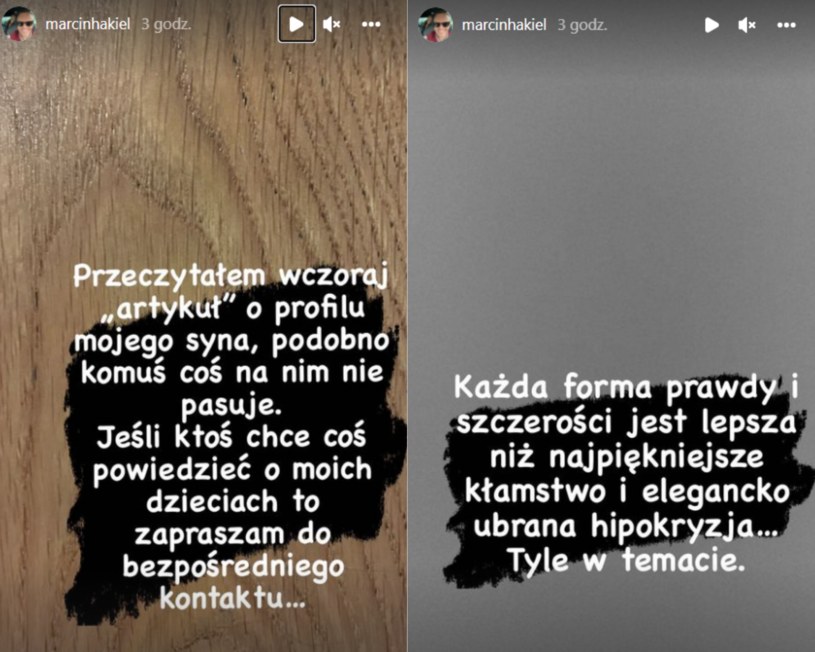 Marcin Hakiel komentuje doniesienia o synu https://www.instagram.com/marcinhakiel/ /Instagram